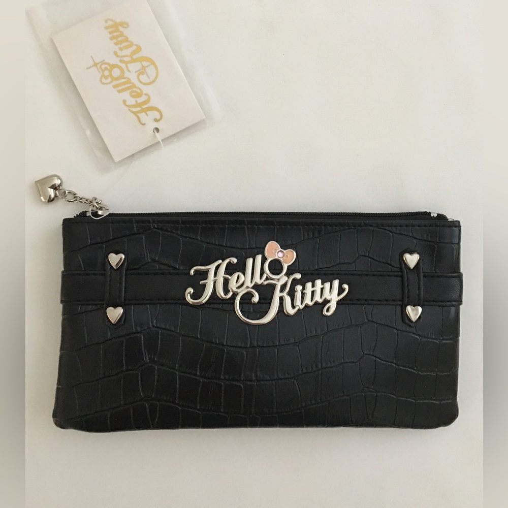NWT Vintage Hello Kitty Black Crocodile Pen/Cosmetic Pouch Sanrio 2006